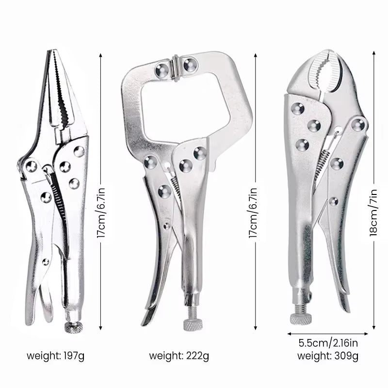 7-Inch Multifunctional Locking Pliers - Durable Carbon Steel Tool for Electricians with Anti-Slip Grip