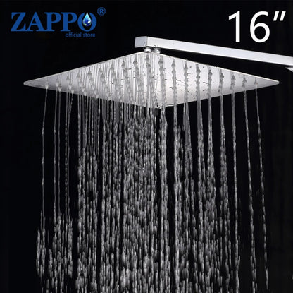 ZAPPO Bathroom LED Rain Shower Head Stainless Steel Rainfall Shower Head Bathroom Ultra-Thin Shower Head without Shower Arm
