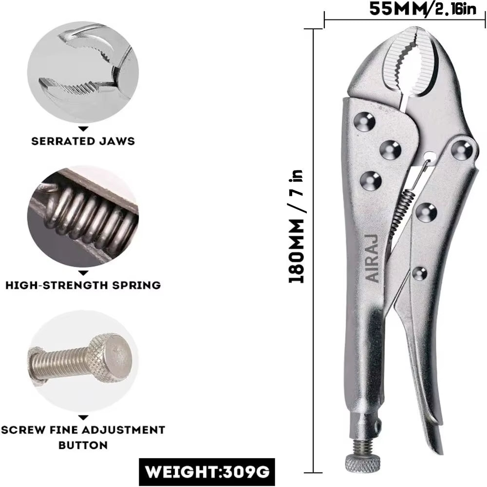 7-Inch Multifunctional Locking Pliers - Durable Carbon Steel Tool for Electricians with Anti-Slip Grip