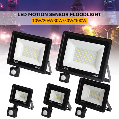 LE PIR Motion Sensor Floolight Outoor Wall Light White Light 100W 50W 30W 20W 10W IP66 Waterproof LE Spotlight for Garen