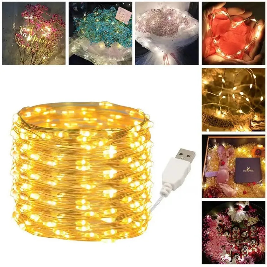 Waterproof USB LED Copper Wire Fairy Lights String - 10M & 20M Options for Christmas, Weddings, Parties, and Holiday Decor
