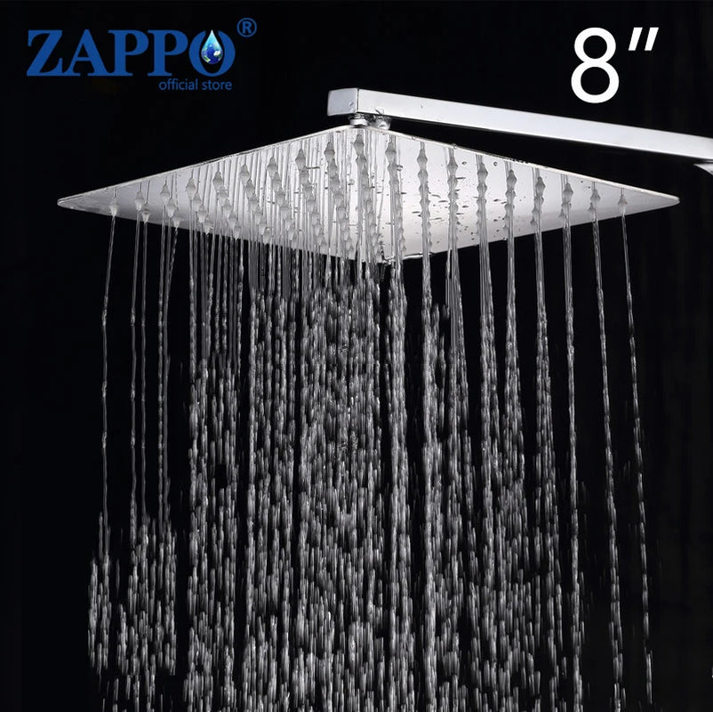 ZAPPO Bathroom LED Rain Shower Head Stainless Steel Rainfall Shower Head Bathroom Ultra-Thin Shower Head without Shower Arm