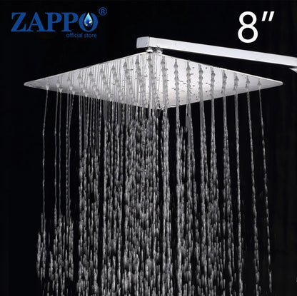 ZAPPO Bathroom LED Rain Shower Head Stainless Steel Rainfall Shower Head Bathroom Ultra-Thin Shower Head without Shower Arm