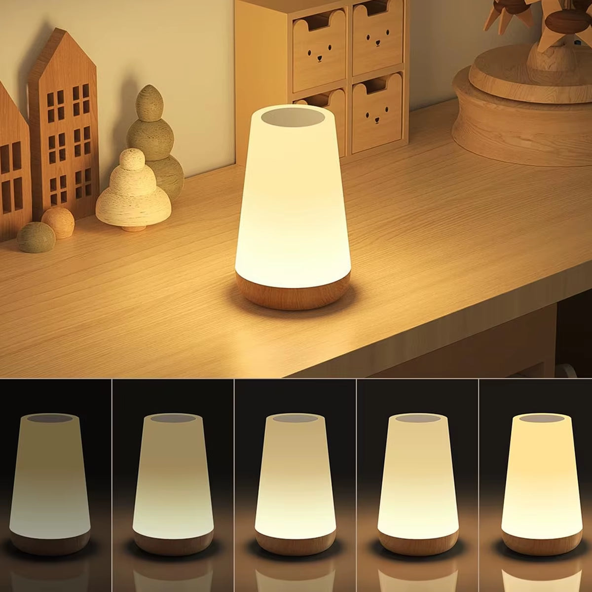 RGB LED Night Light with Remote Control and Touch Functionality - Dimmable, USB Rechargeable, Portable Table and Bedside Lamp with 13 Color Options