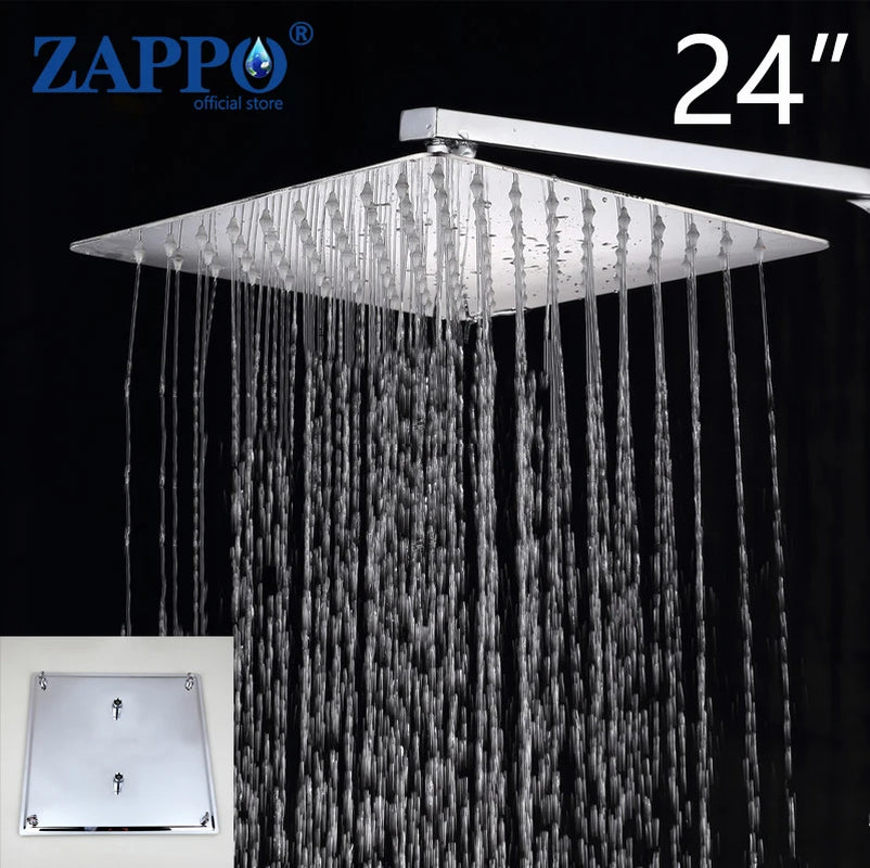 ZAPPO Bathroom LED Rain Shower Head Stainless Steel Rainfall Shower Head Bathroom Ultra-Thin Shower Head without Shower Arm