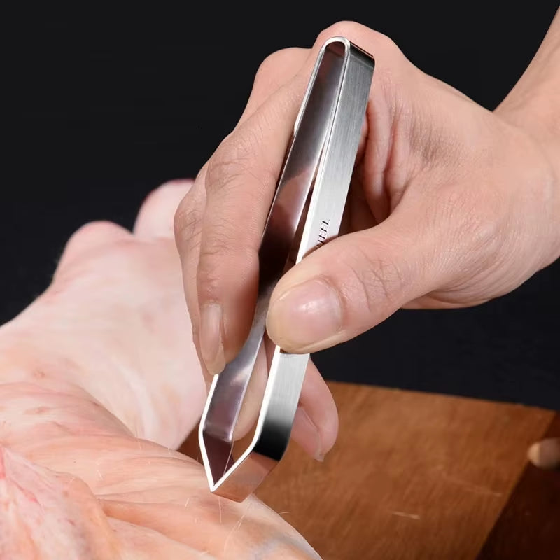 1Pcs 430 Stainless Steel Fish Bone Tweezers Pincer Clip Puller Remover Tongs Fish Bone Plucking Clamp Kitchen Gadgets Tools