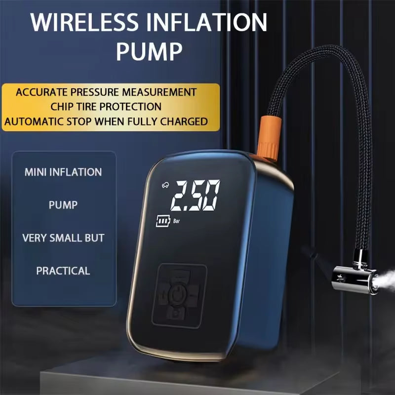 Wireless Car Air Compressor and Electric Tire Inflator for Motorcycles, Bicycles, Boats, and Inflatable Items