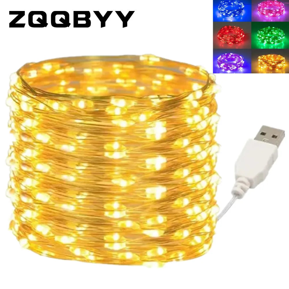 Waterproof USB LED Copper Wire Fairy Lights String - 10M & 20M Options for Christmas, Weddings, Parties, and Holiday Decor