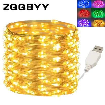 Waterproof USB LED Copper Wire Fairy Lights String - 10M & 20M Options for Christmas, Weddings, Parties, and Holiday Decor