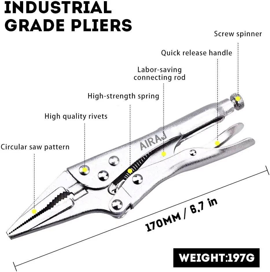 7-Inch Multifunctional Locking Pliers - Durable Carbon Steel Tool for Electricians with Anti-Slip Grip