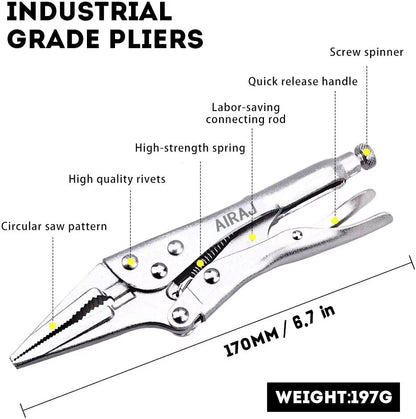 7-Inch Multifunctional Locking Pliers - Durable Carbon Steel Tool for Electricians with Anti-Slip Grip