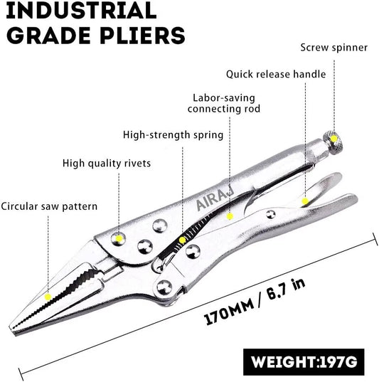7-Inch Multifunctional Locking Pliers - Durable Carbon Steel Tool for Electricians with Anti-Slip Grip