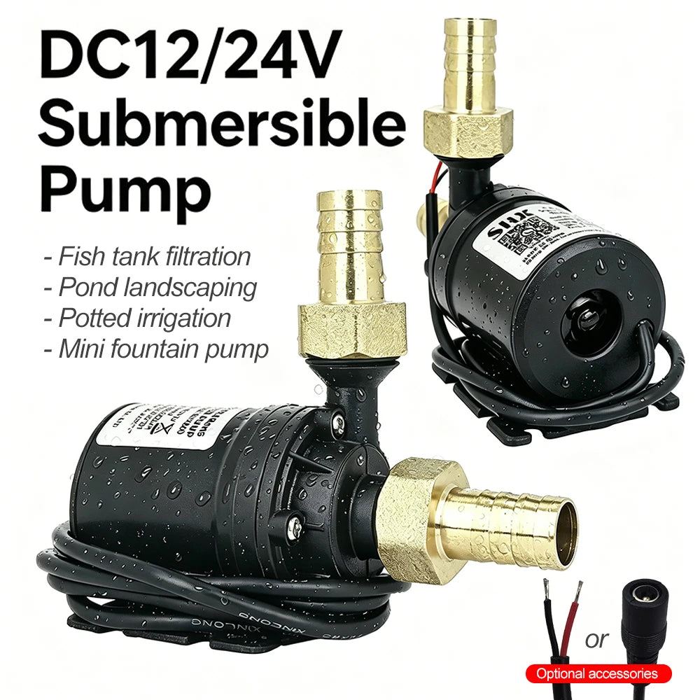 Mini DC12V/24V Brushless Submersible Water Pump for Aquariums, Ponds, and Fountains
