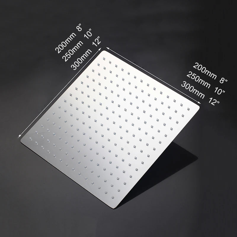 ZAPPO Bathroom LED Rain Shower Head Stainless Steel Rainfall Shower Head Bathroom Ultra-Thin Shower Head without Shower Arm