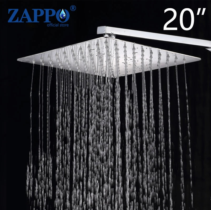 ZAPPO Bathroom LED Rain Shower Head Stainless Steel Rainfall Shower Head Bathroom Ultra-Thin Shower Head without Shower Arm