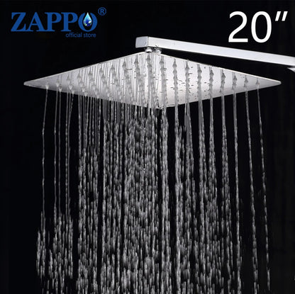 ZAPPO Bathroom LED Rain Shower Head Stainless Steel Rainfall Shower Head Bathroom Ultra-Thin Shower Head without Shower Arm
