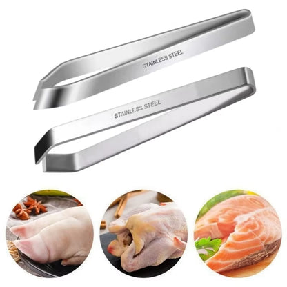 1Pcs 430 Stainless Steel Fish Bone Tweezers Pincer Clip Puller Remover Tongs Fish Bone Plucking Clamp Kitchen Gadgets Tools