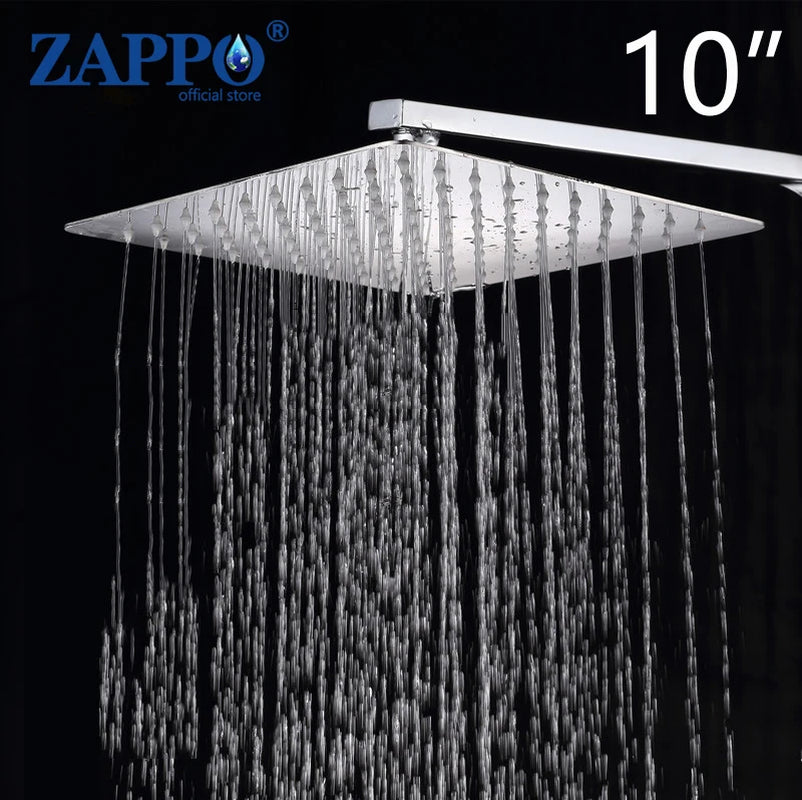 ZAPPO Bathroom LED Rain Shower Head Stainless Steel Rainfall Shower Head Bathroom Ultra-Thin Shower Head without Shower Arm