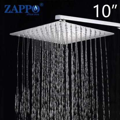 ZAPPO Bathroom LED Rain Shower Head Stainless Steel Rainfall Shower Head Bathroom Ultra-Thin Shower Head without Shower Arm