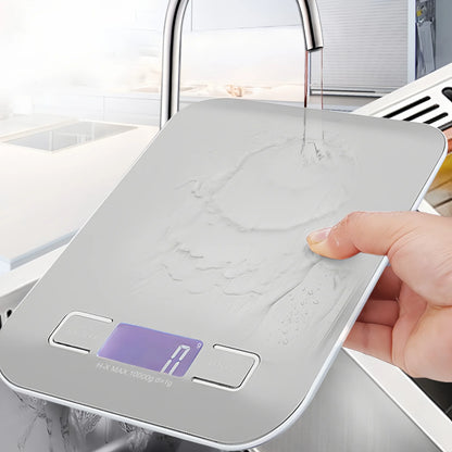 Digital Kitchen Scale 10/5Kg-1G LED Display Stainless Steel Panel Electronic Scales for Home Food Snacks Weighing Baking Tools